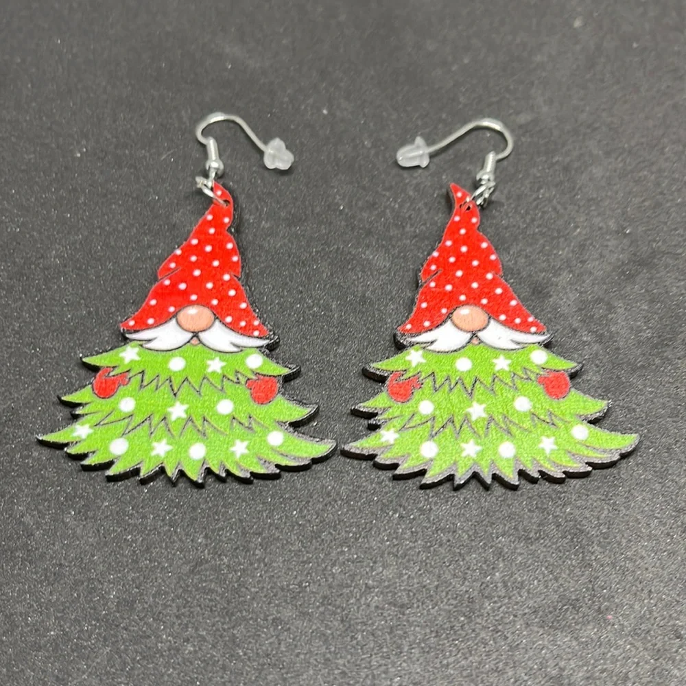 Earrings‎ Christmas gnome tree